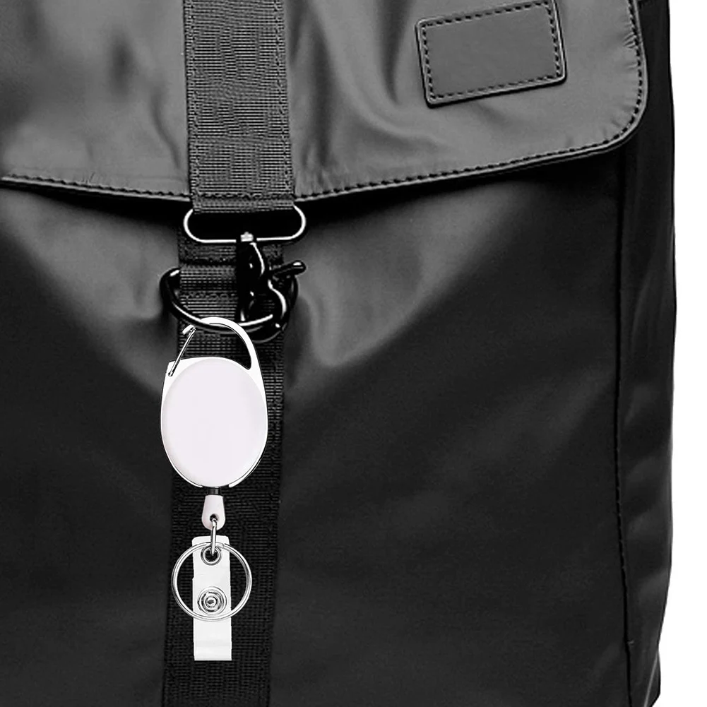 ABDE-Retractable Badge Holder With Carabiner Reel Clip And Key Ring For ID Card Key Keychain Holders Black 10 Pieces