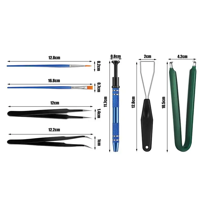 7PCS Keyboard Lube Switch Puller Kit IC Chip Extractor Keycap Remover Elbow Pointed Tweezers 4-Prong Tool Clamp Cleaning Kit