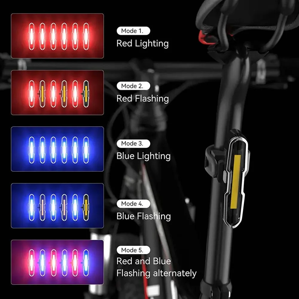 Bike Light Taillight LED Ultra Bright USB Charging Safety Warning Bicycle Rear Light Night Riding Tail Light Cycling Accessories