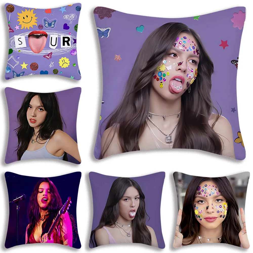 

Pillow Covers Cartoon Singer O-Olivia Cool R-Rodrigo Sofa Decorative Home Double-sided Printing Short Plush Cute Cushion Cover