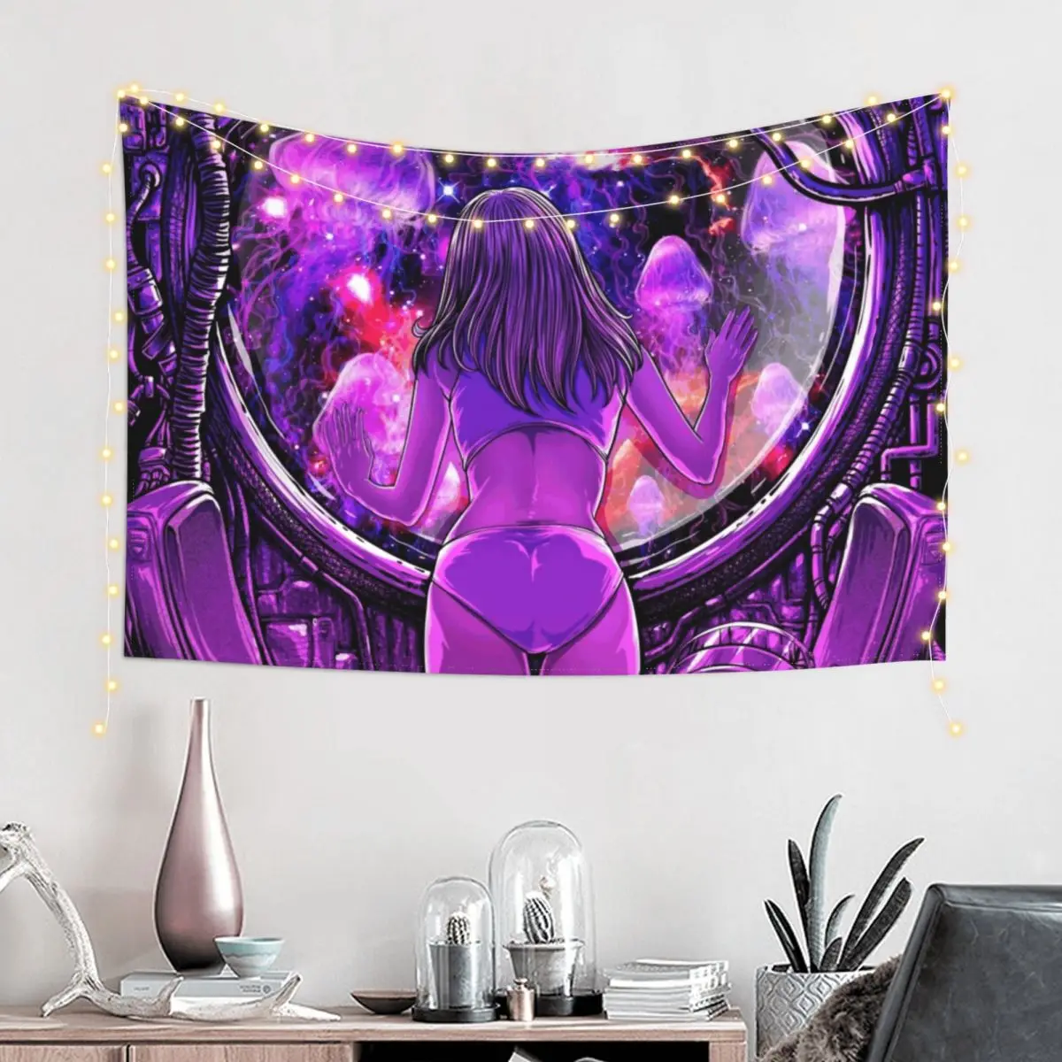 

A girl in purple room Tapestry Wall Art Bedroom Deco Room Decorations Decorations For Your Bedroom Tapestry
