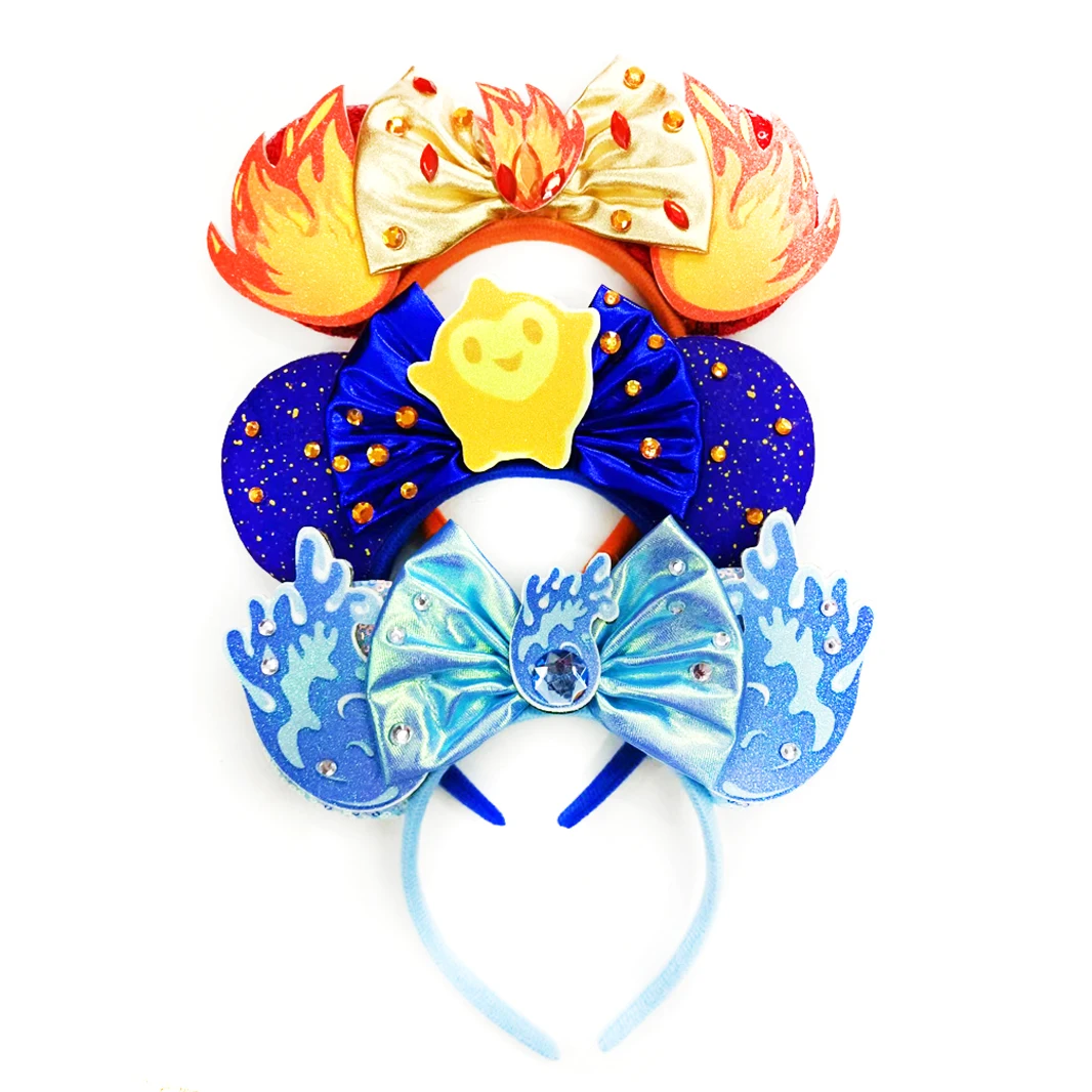 Water Fire Elemental Mickey Mouse Ears Headbands Women Aladdin Hair Accessories Kids Genie of Hairband Girl Bow Headwear