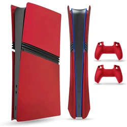 Faceplate for PS5 Pro (Digital、Disc Edition), Cover Plate, ABS Shell, Matt Skin, with Extra 2 Controller Silicone Covers (Red)