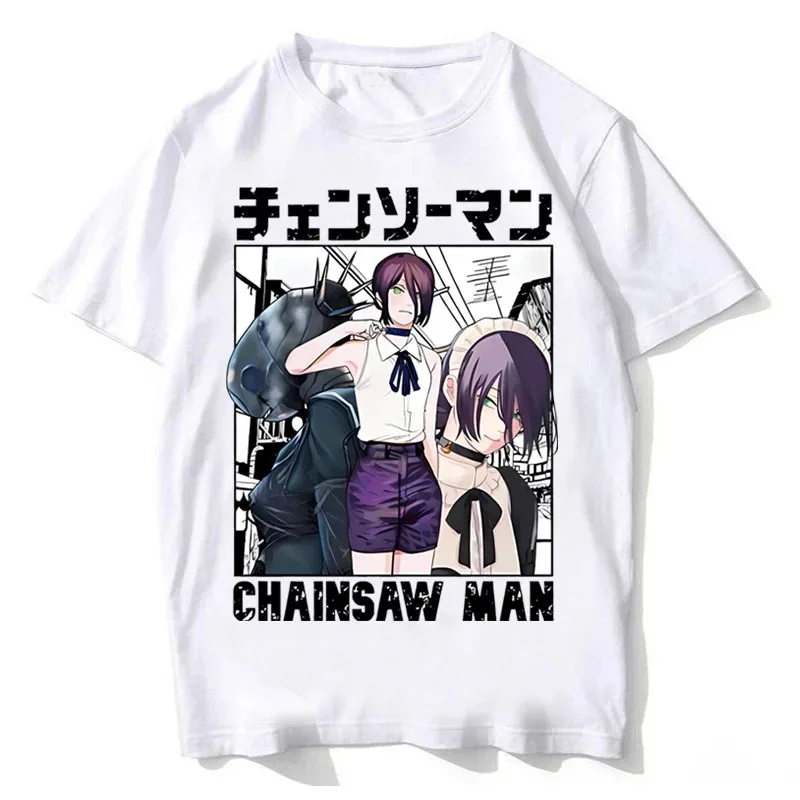 

Аниме Chainsaw Man Reze Футболки Kobeni Футболка Manga Denji Power Shirt Makima Топы Футболки Высококачественная хлопковая футболка Высокое качество