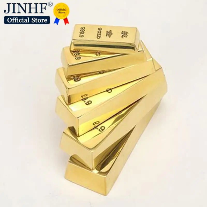 1pc Pure Copper Imitation Gold Bar Fake Gold Bar Ingot Brass Solid Props Gold Bullion Copper Gold Bar Car Decor Home Decor