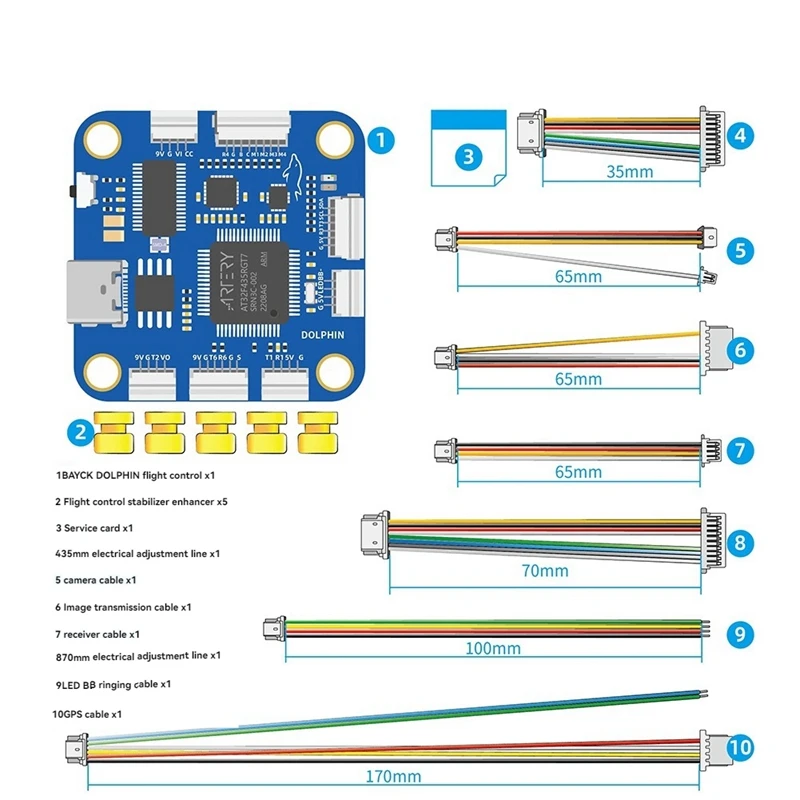 For BAYCKRC DOLPHIN Flight Controller Dual BEC AT32F435 For RC FPV Freestyle Racing Drone Quadcopter