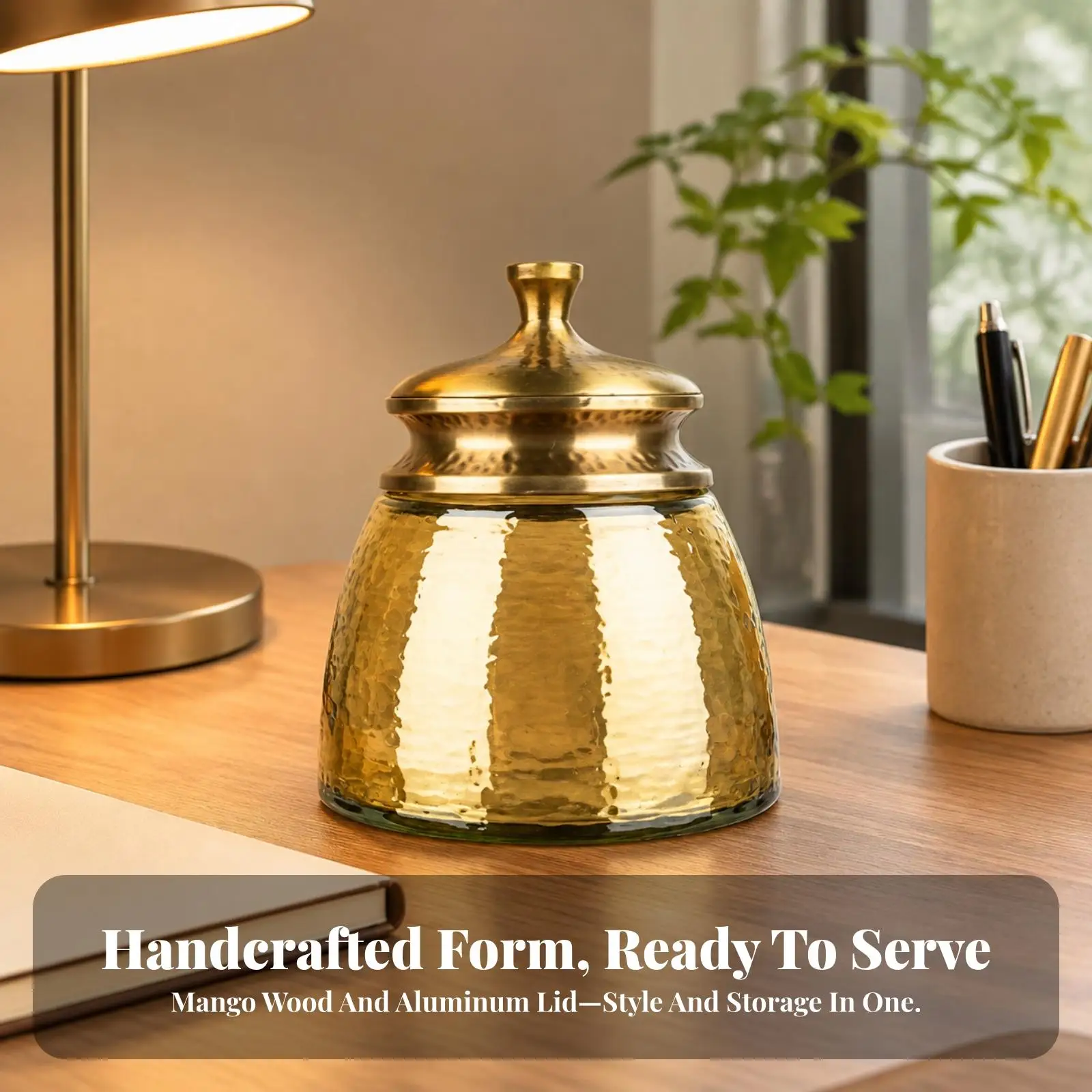 Glass Storage Jar with Copper Lid Countertop Decor Jars Vanity for Home Décor