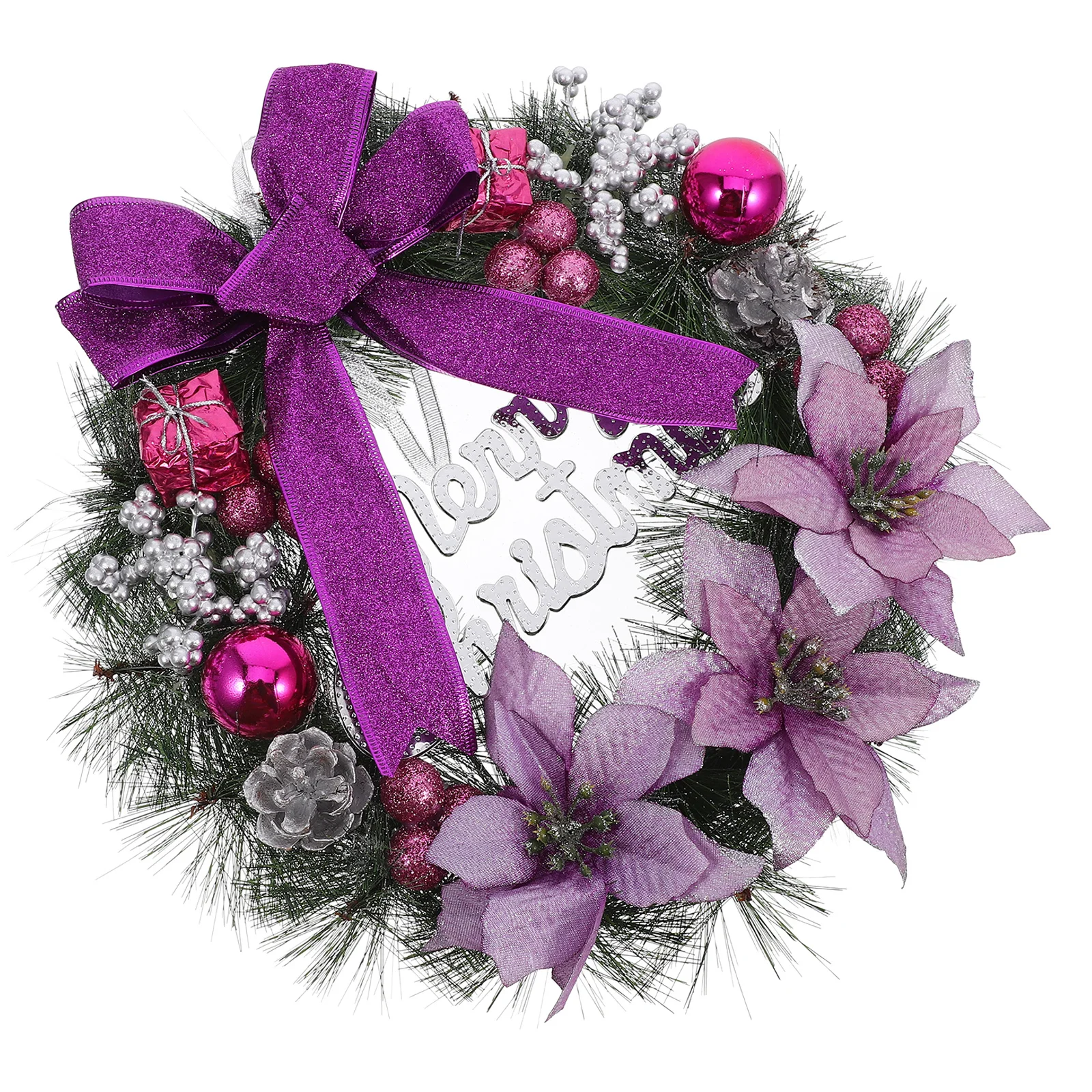

30cm Christmas Pine Wreath Decor Purple Garland Indoor Outdoor Celebration Christmas Garland Artificial Pine Wreaths