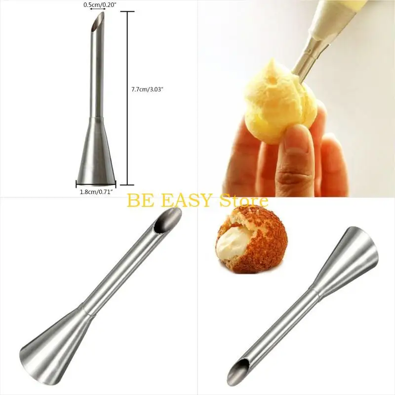 E28F Cream Long Puff Cake Pastry Tools Nozzle Tip Stainless Steel Decorating