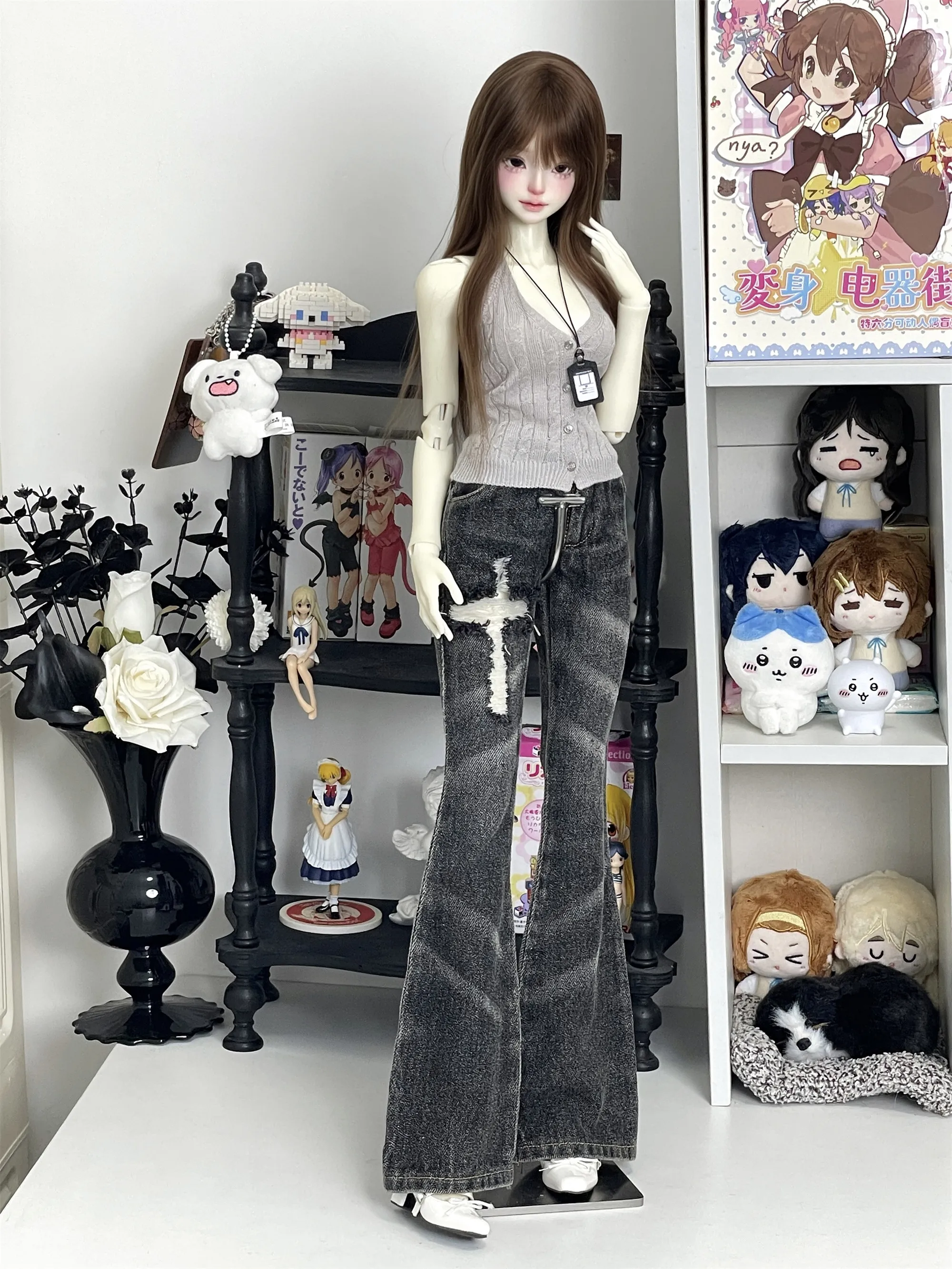 BJD Puppe Jeans Kleidung Blau Mädchen Spielzeug Elegante 1/3 1/4 Boot-cut Hosen Denim Serie Retro Waschen Micro Breite bein Puppe Zubehör – Detail 32