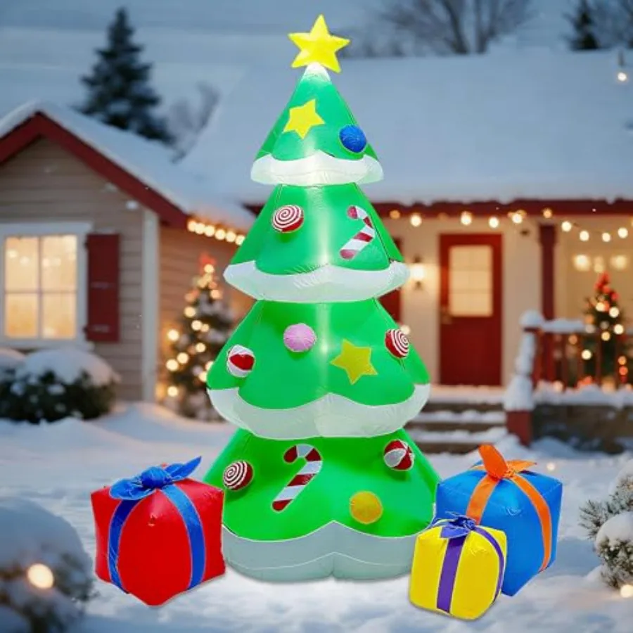 

7 FT Inflatable Christmas Tree with Led Lights, Lighted Christmas Tree for Blow Up Yard Decoration, Indoor Outdoor Yard Garden