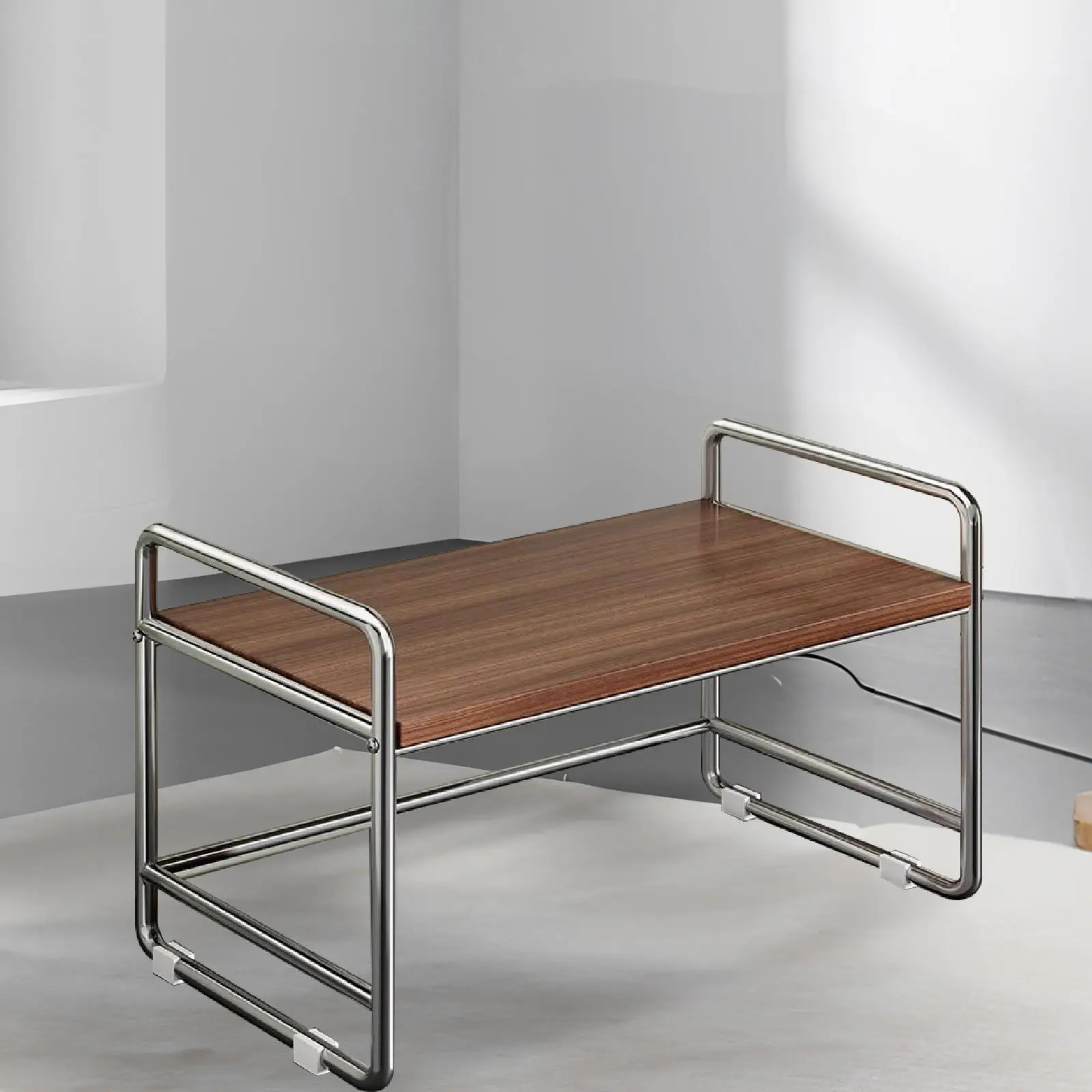 Printer Stand Desktop Storage Rack 2 Tiers Tabletop Organizer Printer Rack Desk Organizer Shelf for Fax Machine Memo Pads