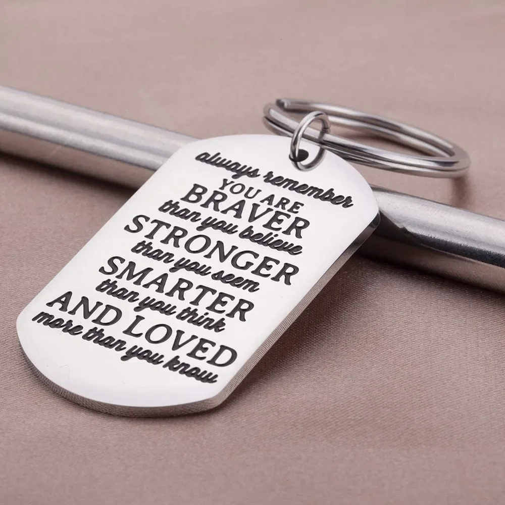 Graduation Keychain Gift for Women Men Teen Girls Boys Friends -Always Remember You are Braver Than You Believe Stronger Than