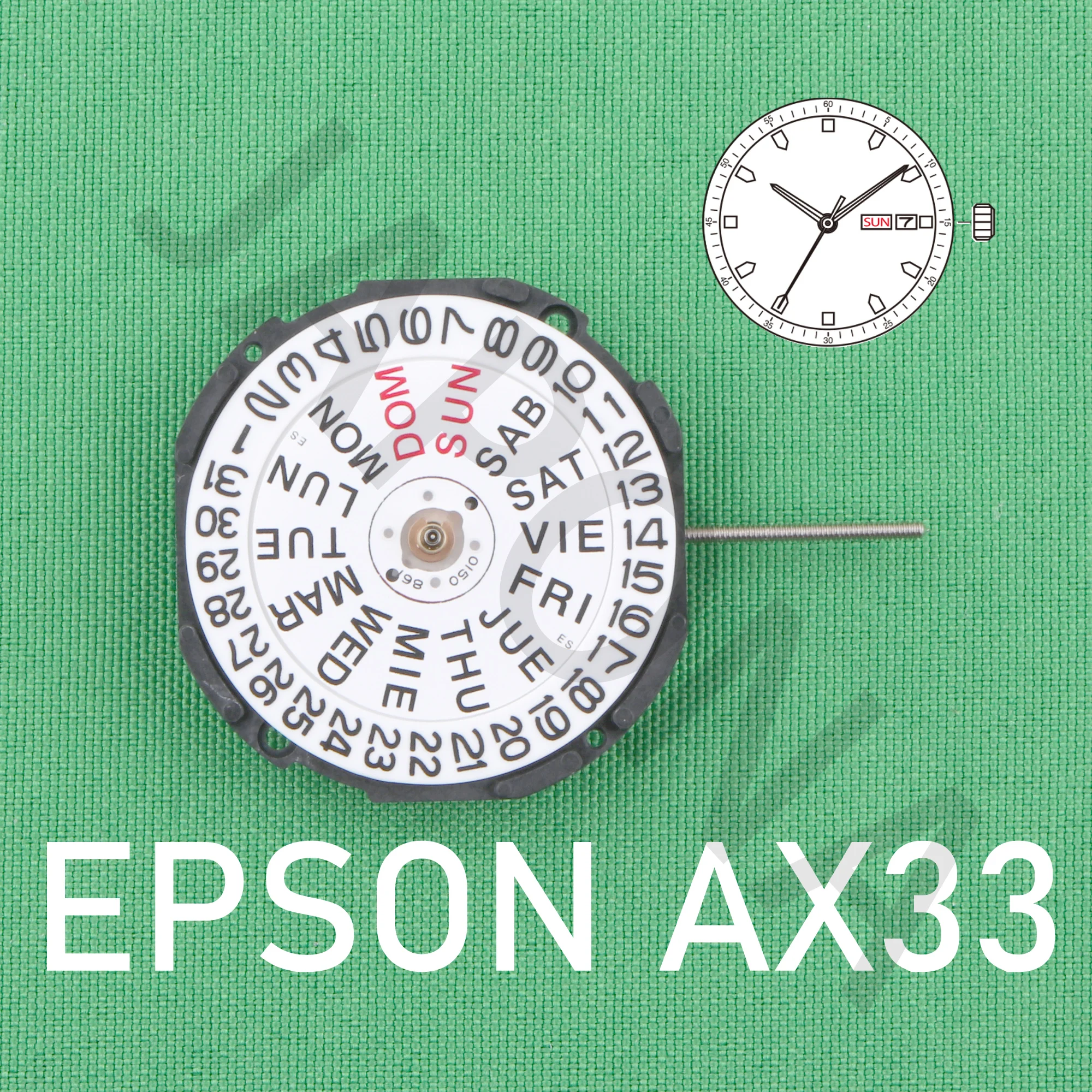 ax33 movement epson ax33A-3 movement japan movement ax33A with day-date display japan movement Spain and English