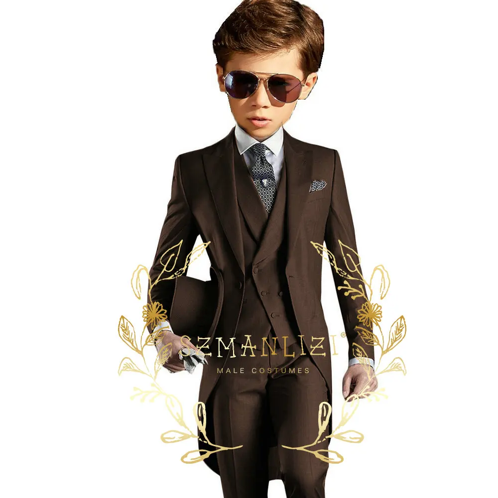 Formal Boys Suit 3 Piece Party Wedding Tuxedo Child Jacket Pants Vest Custom Made Kids Costume 3-16 Years Old Kids Clothes Boy