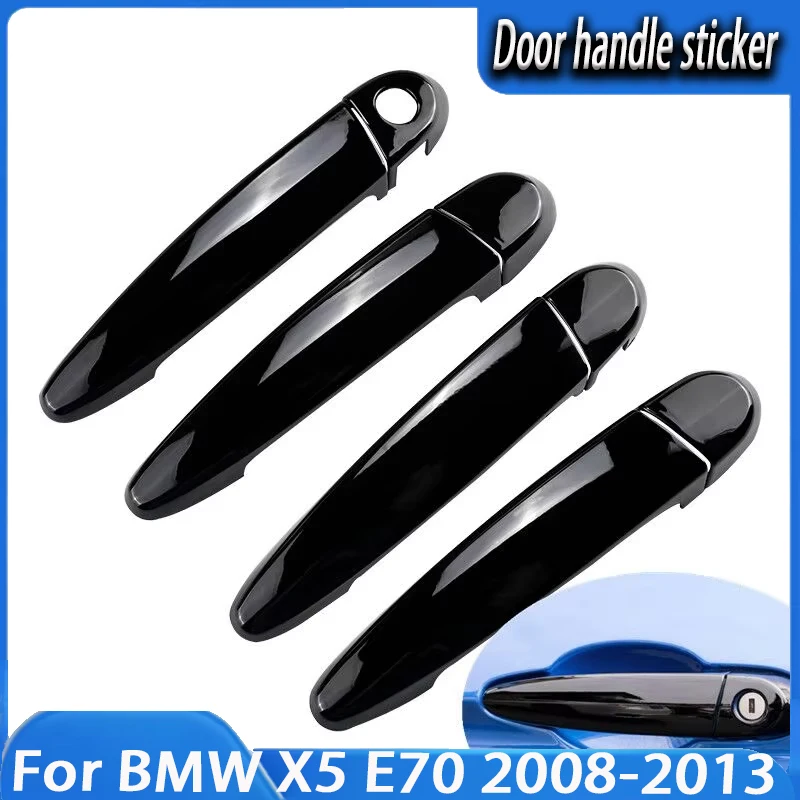 Styling Auto Accessories For BMW X5 E70 2008-2013 FUNDUOO Glossy Black Chrome Car Door Handle Cover Trim Sticker