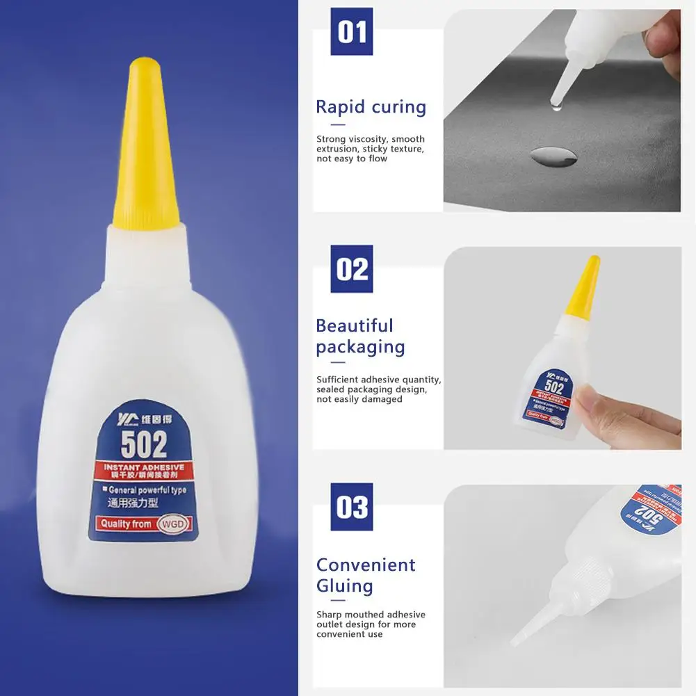 15/30/40g 502 Super Glue Instant Dry Strong Adhesive Supplies Quick Office Plastic Paper Leather Glass Ceramic Bond Metal G8E9