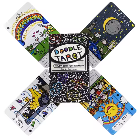 Doodle Tarot Cards A 78 Study Deck For Beginners Deck Oracle English Visions Divination Edition Borad Playing Games