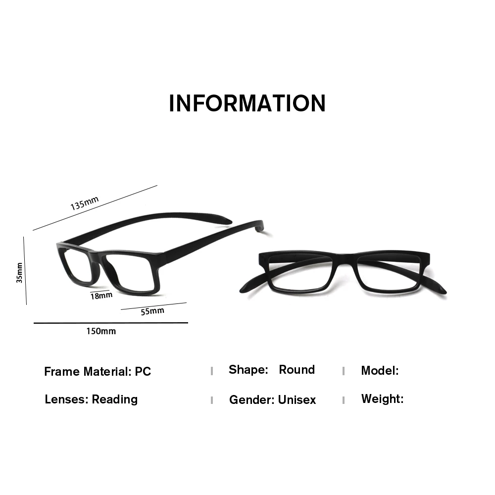 Rectangular Reading Glasses for Women With Soft Temples Clear Lenses Metal Hinges Comfortable Prescription Eyewear Men+1.0+2.0+3