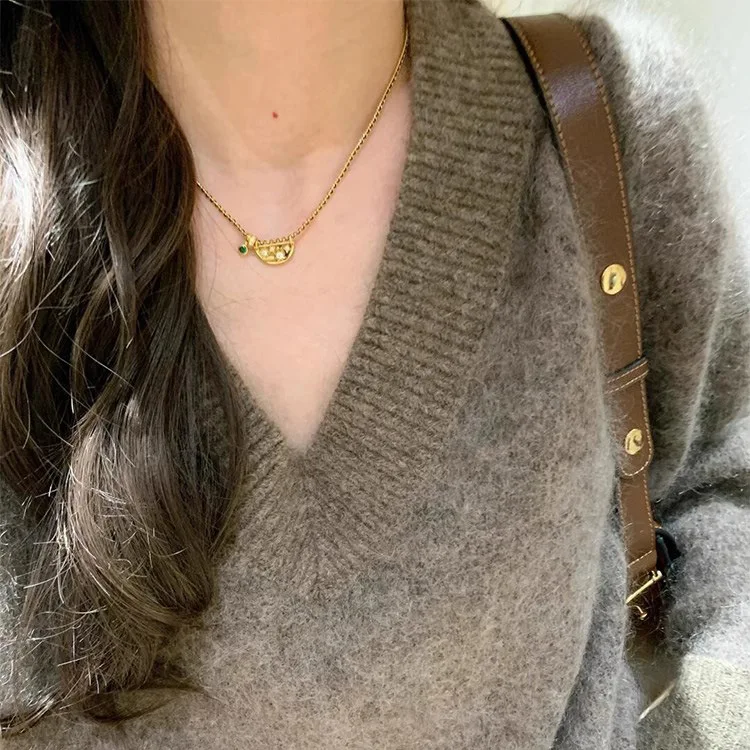 HX Vintage Black Braided Rope Necklace with Minimalist Chinese Style Heart and Smiley Face Pendant Chain for Women Jewelry view 5