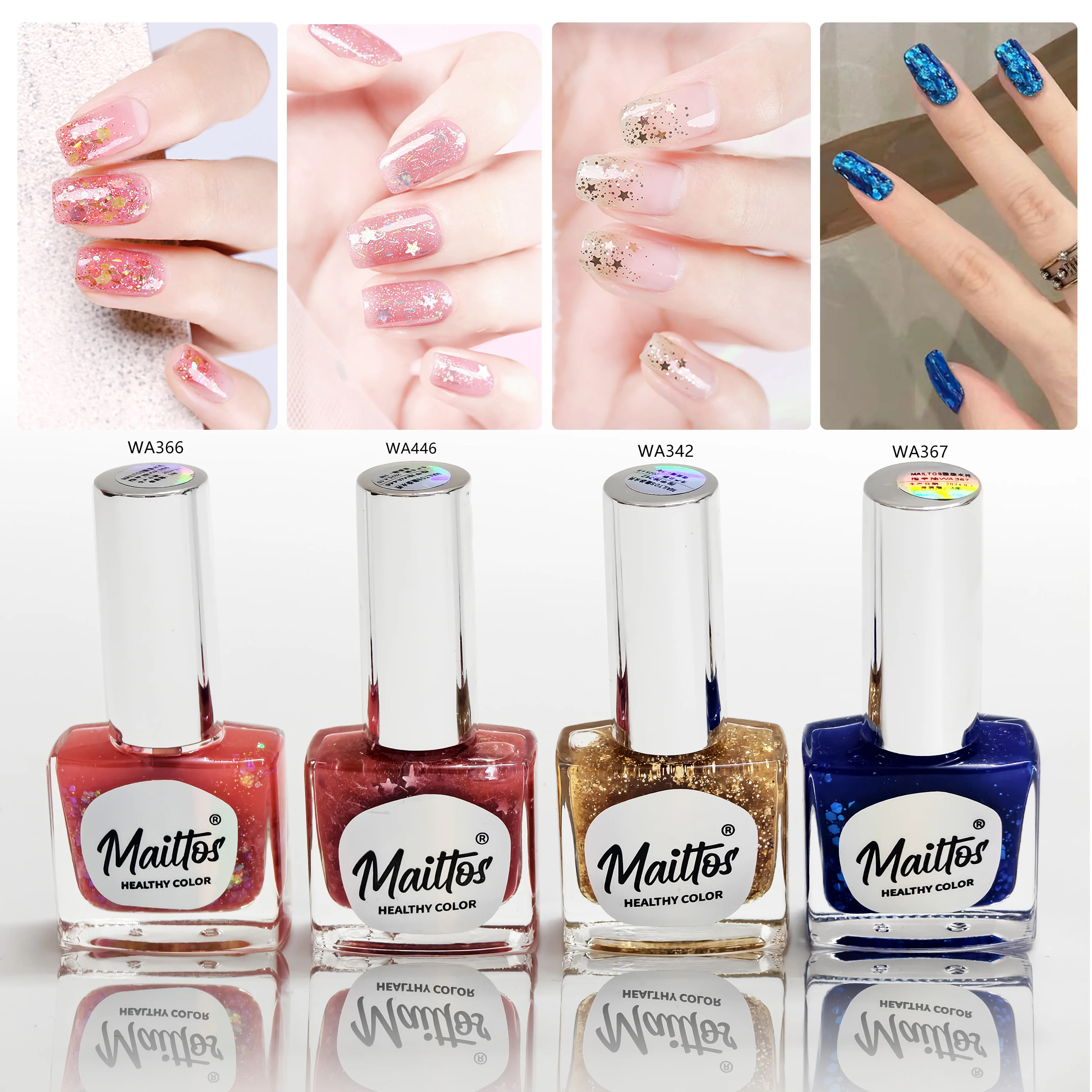

12mlx4 [342/366/367/446] Gem Tone Star Collective, Water-based Nail Polish, Oderless, dry quickly, No need lamp, easy tear
