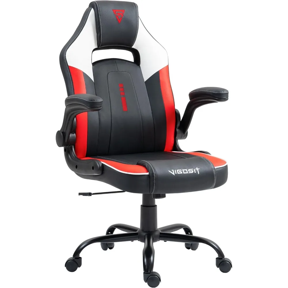 

Gaming Chair, Ergonomic Computer Gamer Chair, with Flip-up Armrest Headrest Lumbar Support