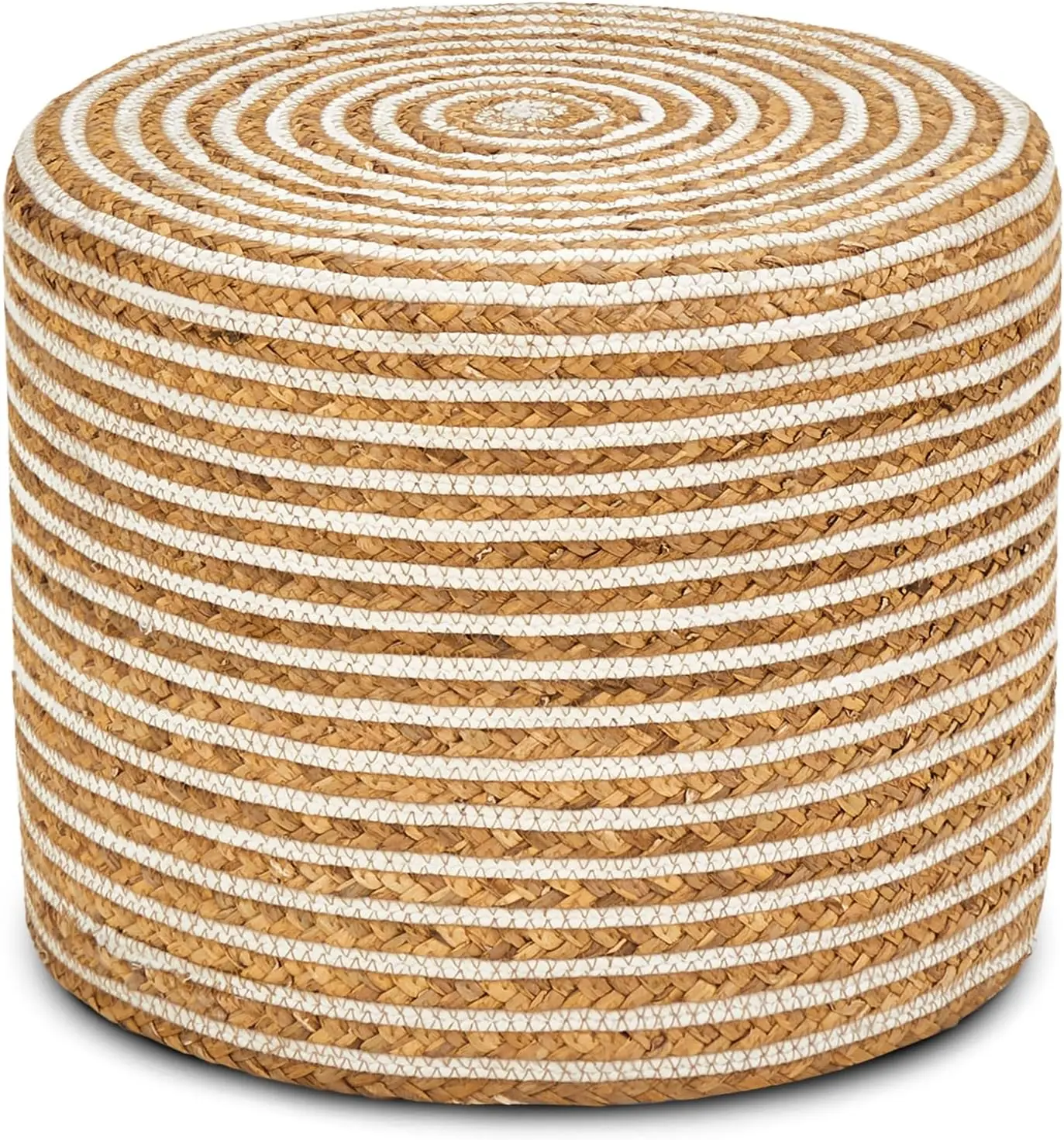 

18'' Ottoman Pouf, Natural Braided Poof, Rustic Handweave Lounge Pouffe, Boho Footrest Stool For Bedroom, Accent Table Or Seat