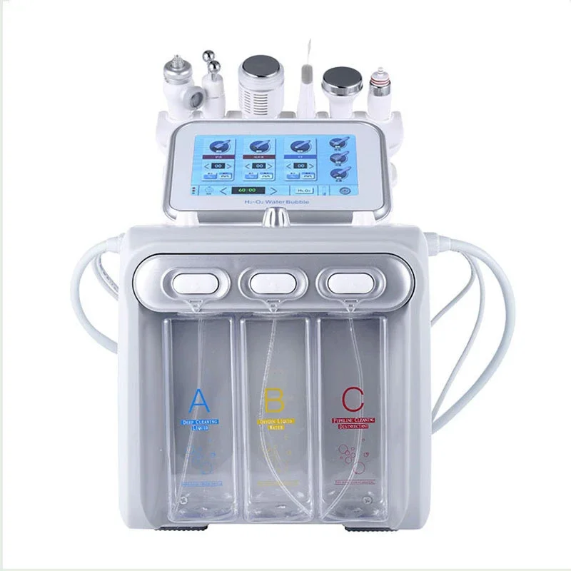 6 In 1 Vacuum Face Cleaning Hydro Water Oxygen Jet Peel Machine Ance Pore Cleaner Facial Massage Small Bubble Skin Care Device