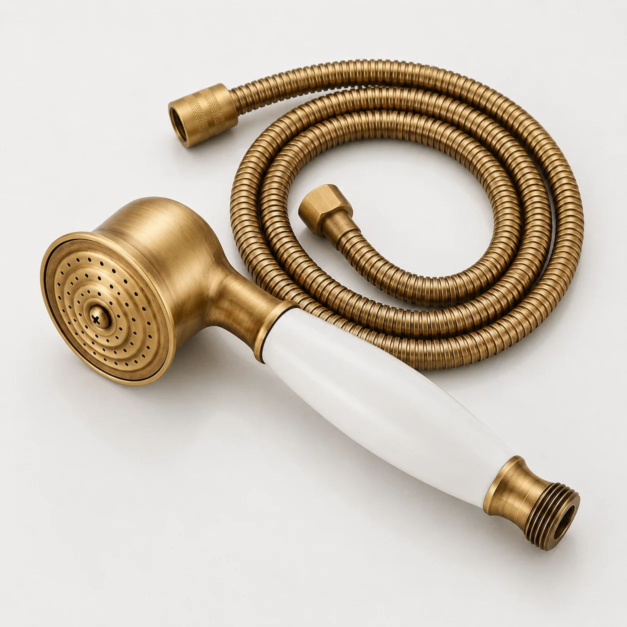 Antique Brass Shower Head Telephone Style Hand Held Shower Head Spray &1.5m Hose
