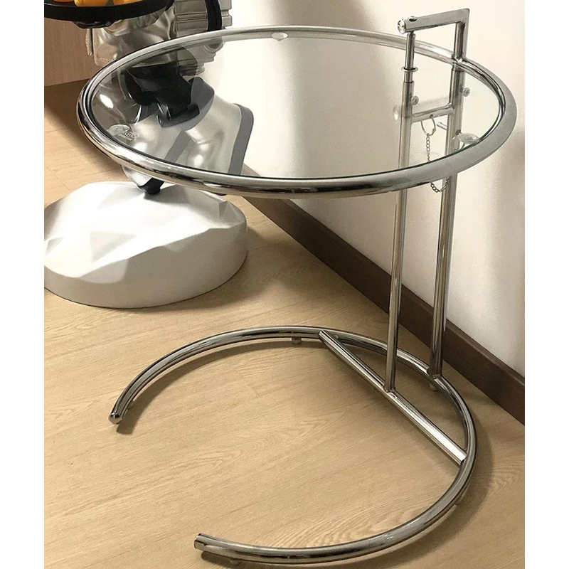 Ins Transparent Lift Coffee Table Round Glass Sofa Tables Nordic Designer C-shaped Table Mental Iron Side Table End Table 테이블