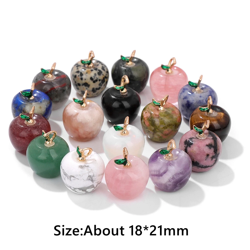Natural Stone Apple Shape Gems Pendants Opal Rose Quartzs Lapis Lazuli Pendant Healing Yoga Home Decoration Making DIY Jewelry