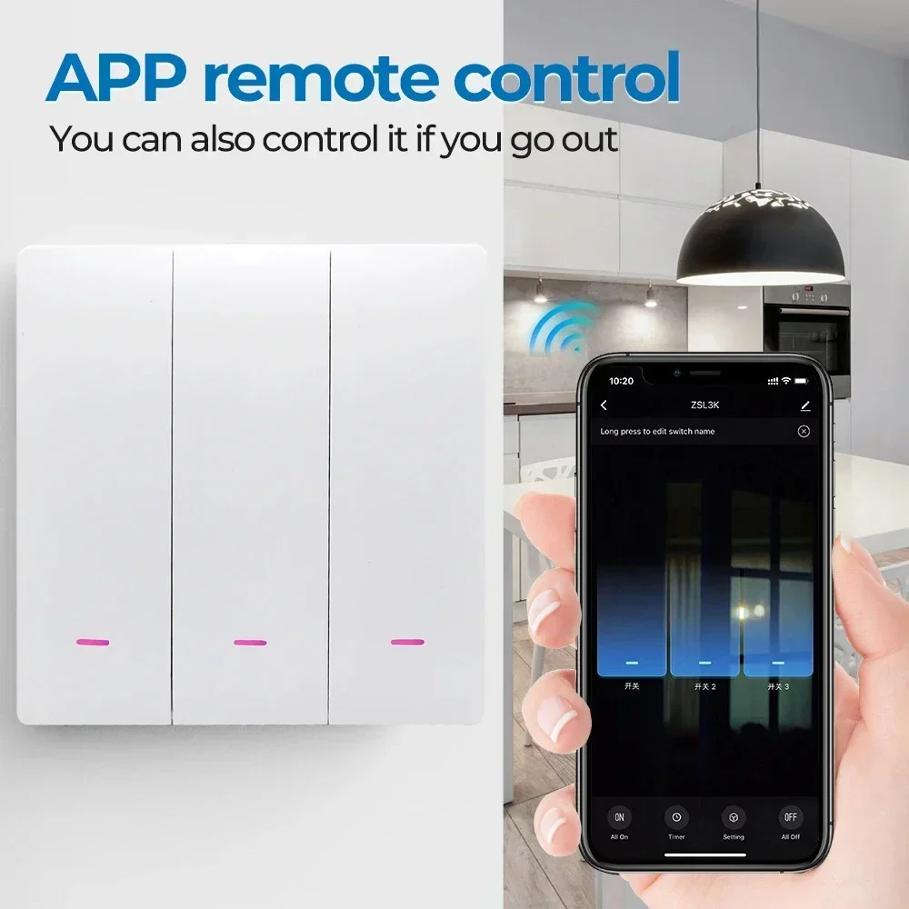 Tuya สมาร์ท Zigbee สวิทช์ไฟ PUSH ปุ่ม Neutral Wire Wall SWITCH ต้องการ Zigbee GATEWAY ทํางานร่วมกับ Alexa Google Home Z2M