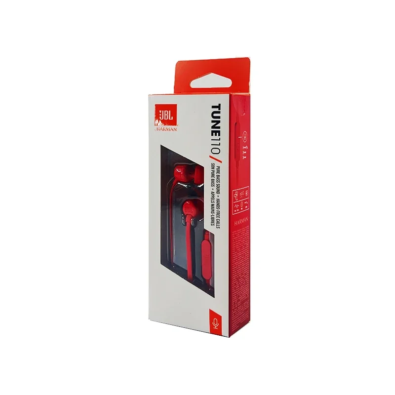 الأصلي JBL TUNE 110 T110 3.5 مللي متر جاك السلكية سماعات أذن داخل الأذن مع زر واحد عن بعد سماعة مع ميكروفون مدمج