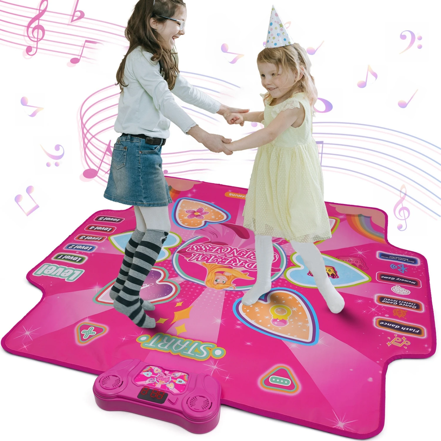 Dance Mat, Electronic Dance Pad with Light-up 6-Button, Music Dance with 7 Game Modes, Party Dance Game Christmas birthday Gift