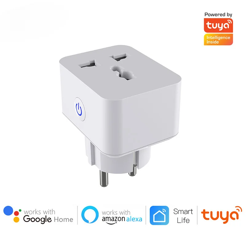 

15A Tuya WIFI Smart EU Plug Universal Socket 15A APP Remote Control Multifunctional Timing Socket Works with Alexa Google Home