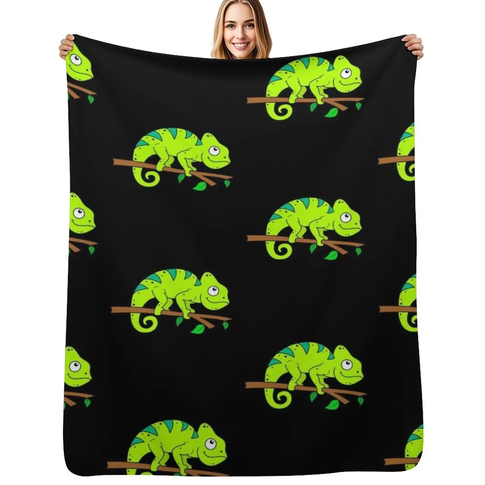 

Cute Chameleon for Boys Girls Men Women Throw Blanket Thermal Softest bed plaid for babies Blankets