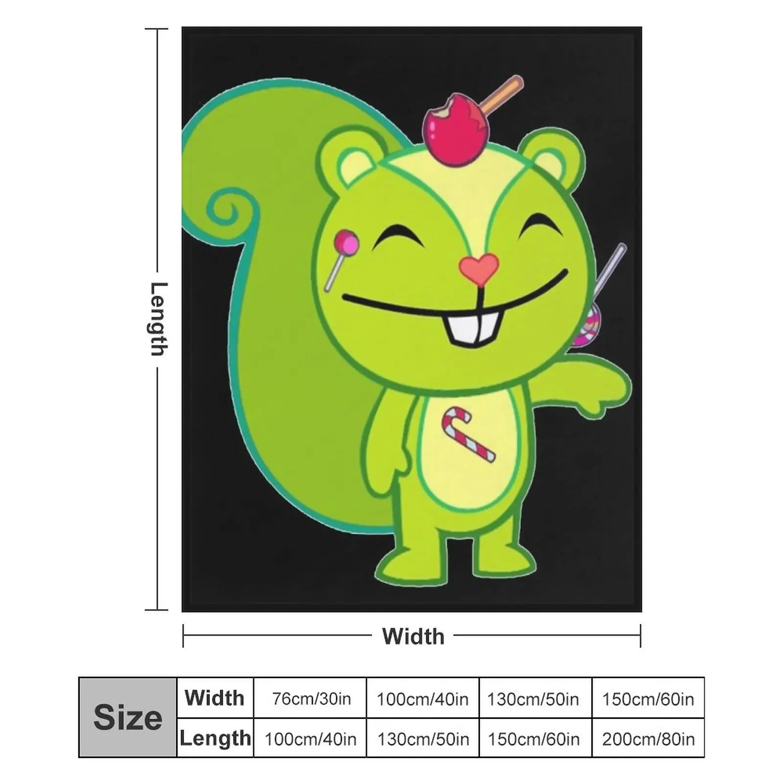 Nutty – Happy Tree Friends Überwurfdecke Hairys, personalisiertes Geschenk, lose Decken