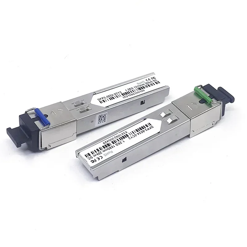 2PCS 1 pair  1.25G 20km SFP Optic Transceiver  1550/1310nm SC single fiber Module For OLT/ Switch