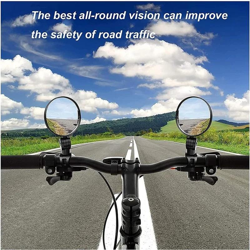 Bicycle Rearview Mirror 360 Adjustable Rotate Wide Angle Bike Rear View Mirrors Cycling Handlebar Easy to Install Convex Mirror