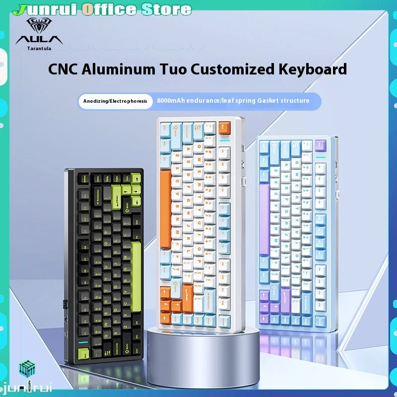 teclado mecanico de aluminio personalizado bluetooth sem fio com fio estrutura de junta chave completa hot plug jogo escritorio aula m75 01