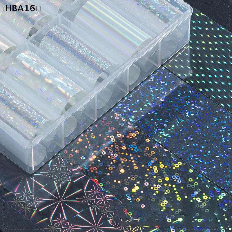 

〔HBA16〕6/10 Rolls Laser Starry Sky Transfer Foils Aurora Glass Paper Foil Nail Sticker For Gel Cat Eye Polish Transfer Decals