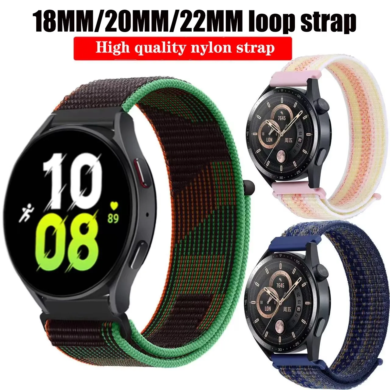 Watch strap16mm 18mm 20mm 22mm Nylon Strap for Garmin Forerunner 255S Band Garmin Venu 2 Sports watch strap for Forerunner 255