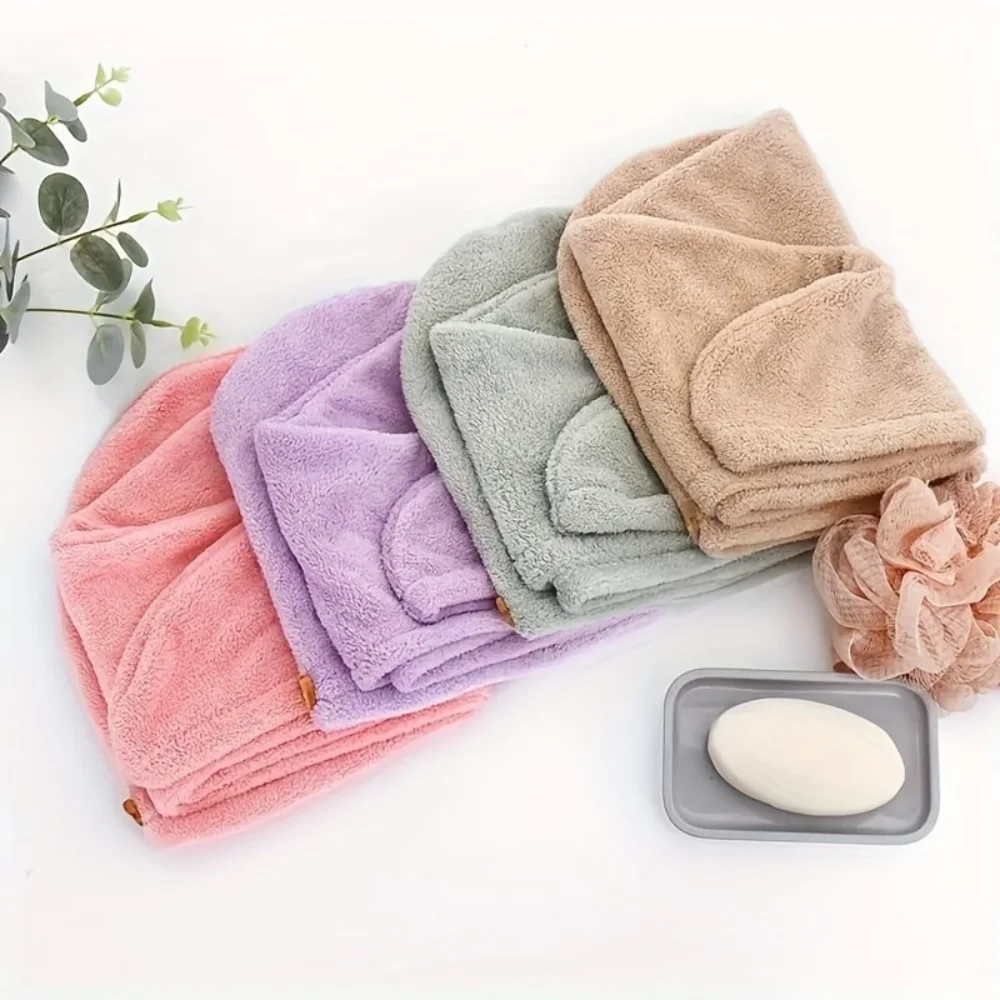 Women's Quick-Dry Dry Hair Hat - Coral Fleece Thickened Wrap Bonnet, Super Absorbent & Soft, Essential Bathroom Head Towel