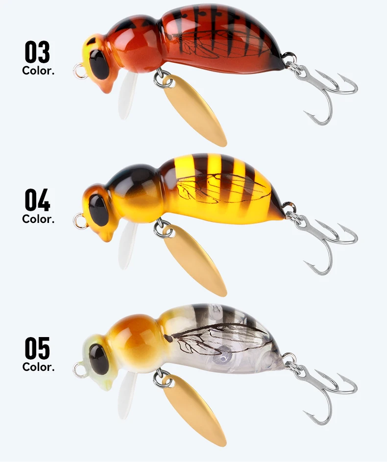 KINGDOM Wasp Minnow Topwater-Köder 35mm 43mm Schwimmend Langsam Sinkender Insekten-Hartköder 3,9g 4,5g 4,8g 6,1g für Barsch und Forelle – Detail 14