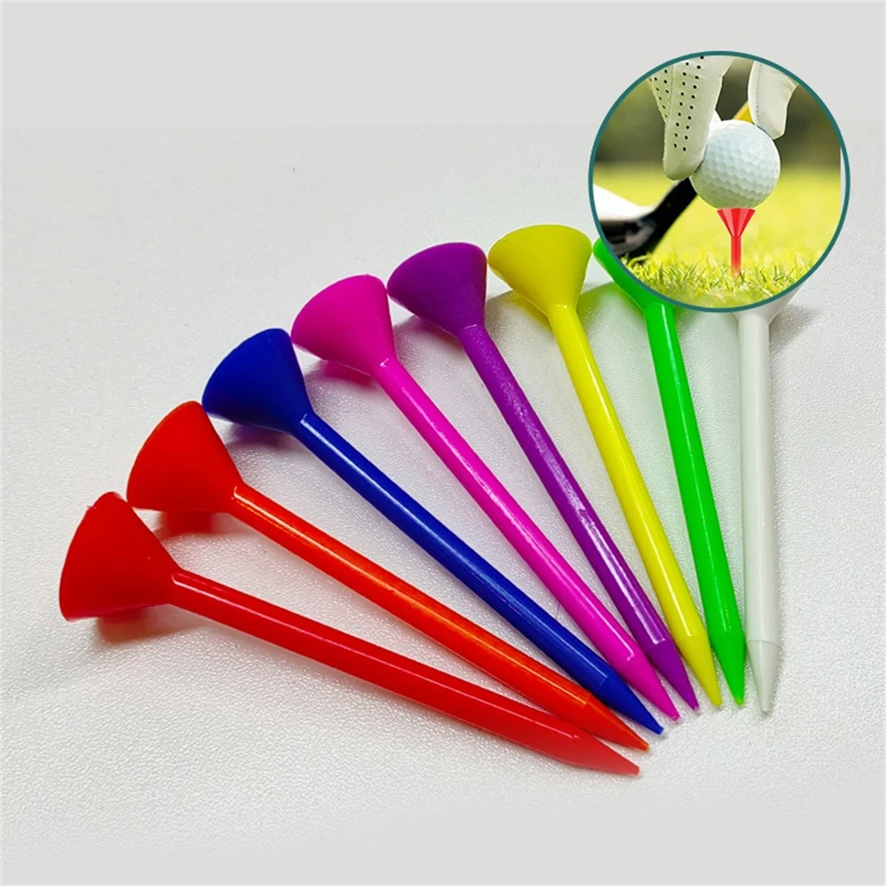 100 Pcs/set Golf Tees, Plastic Golf Ball Holder 83mm, Big Cup TEE 3 1/4 Inch, Reduce Friction, Mixed Colors Random Delivery