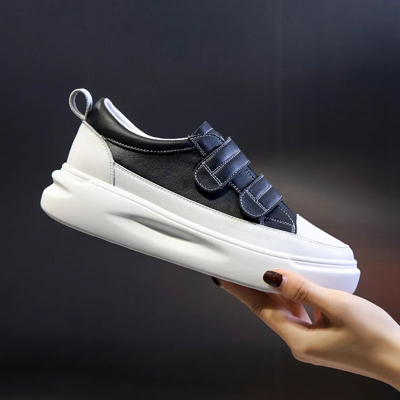 DRKANOL Women Sneakers 2024 Flat Platform Casual Sneakers Ladies Cowhide Thick-soled All-match White Shoes Zapatillas Mujer