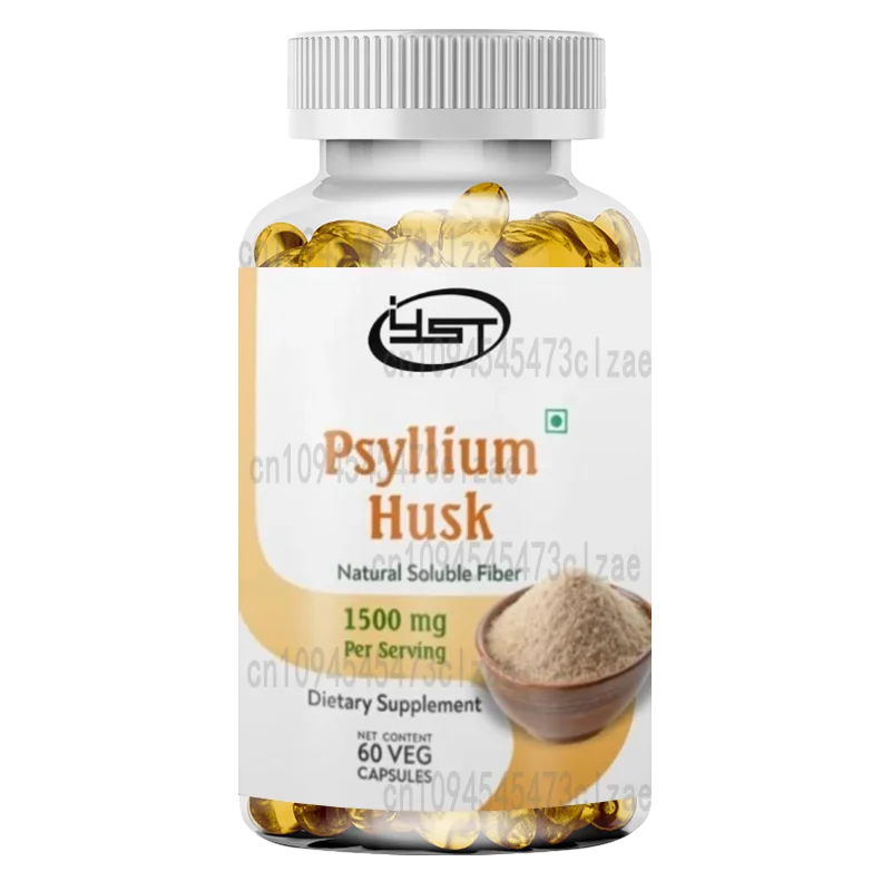 Cápsulas de Psyllium Husk 1500 Mg, Suplemento de Fibra Natural, 60 Cápsulas