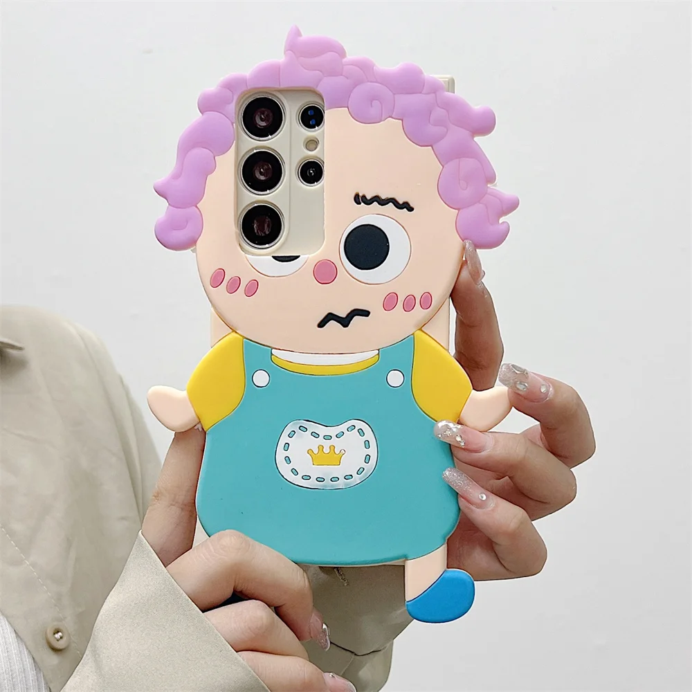 Novelty Moody Purple Curly Hair Girl Phone Case for S26 Ultra Soft Silicone Protective Cover for Samsung Galaxy S25 S23 A57