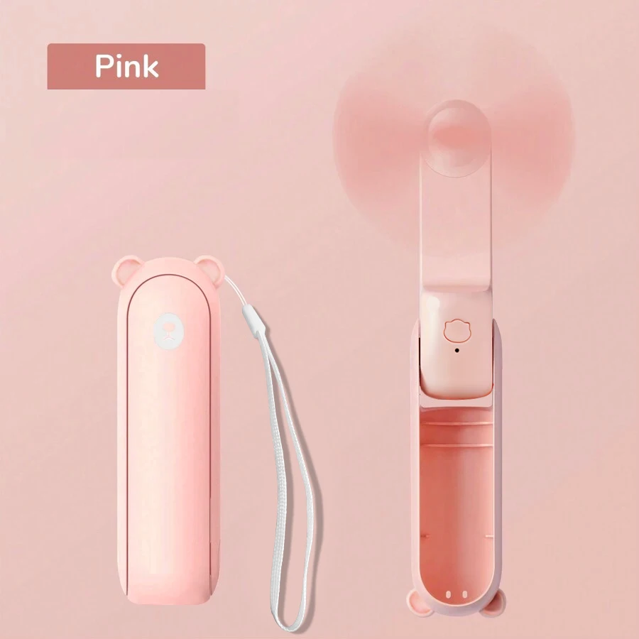 Tragbarer Mini-Ventilator, über USB wiederaufladbar, 3 einstellbare Geschwindigkeiten, faltbarer tragbarer persönlicher Wimpernventilator für Mädchen und Frauen, für Reisen, Outdoor