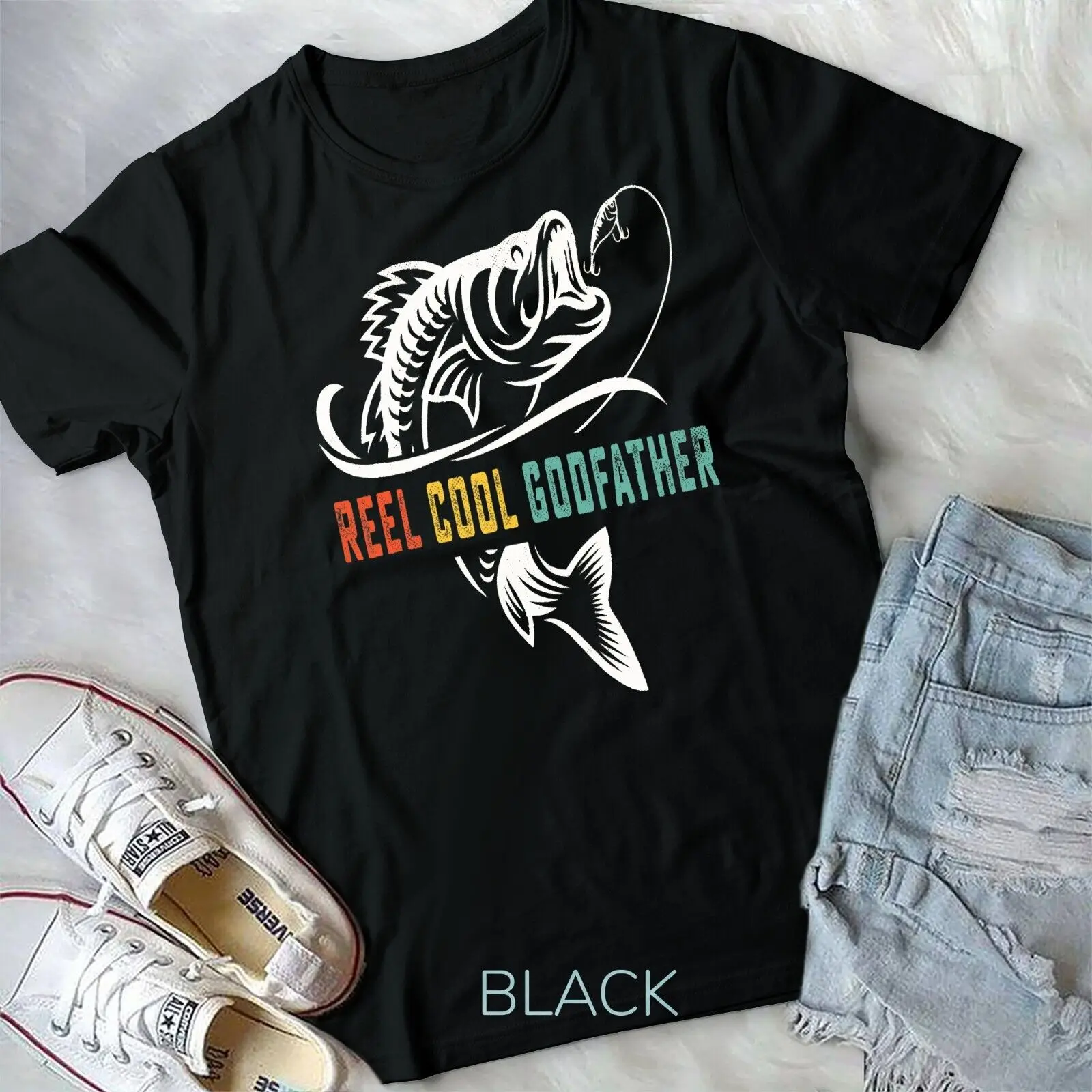 

Reel Cool Godfather Shirt Father's Day Gift for Fishing Dad Unisex T-shirt